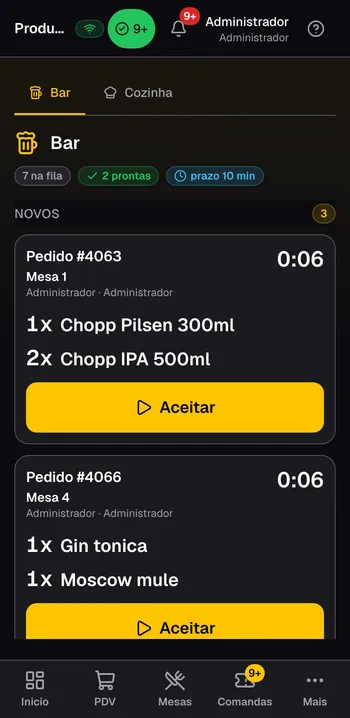 Tela real do SHOWBAR